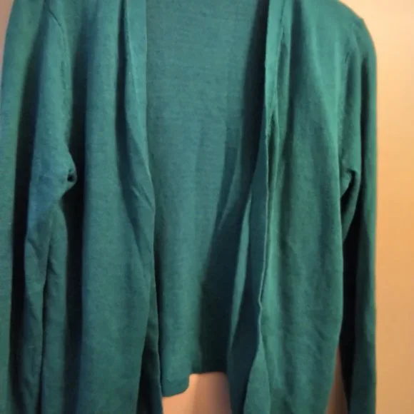 J.Jill Small Petite Open Front Silk Blend Cardi Mediterranean blue Cardigan - Picture 5 of 11
